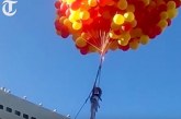 俄罗斯10岁小萝莉 抓气球做升空之旅（视频）